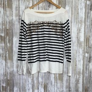NWT Loft Striped Sequin Embellished Blouse